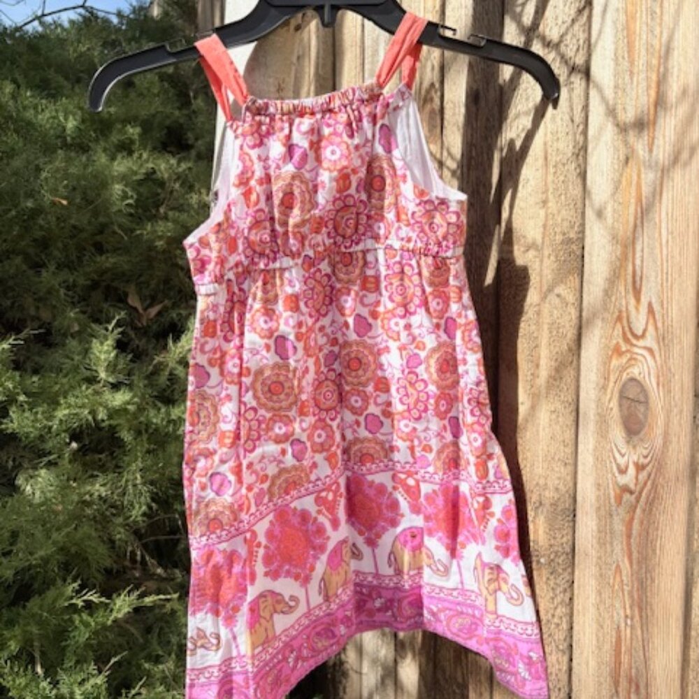 Girls India Pink/Coral Mandala Sequins Sundress excellent condition size 6